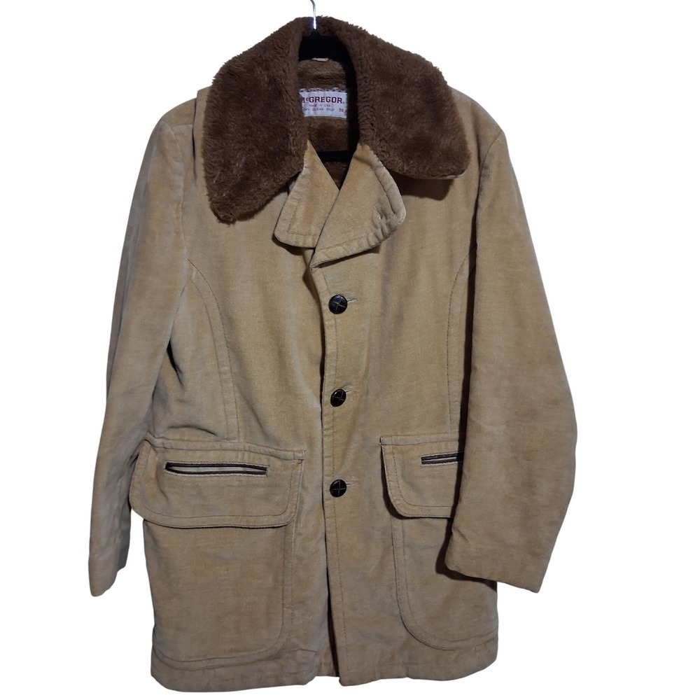 70s Vintage McGregor Corduroy Mens size 38 Faux Fur Casual Gorpcore Teddy Coat
